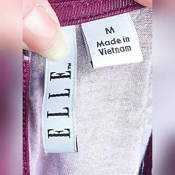 Womens ELLE Long Sleeve Ruffle Mock Neck WINE/PURPLE MEDIUM - Picture 7 of 8